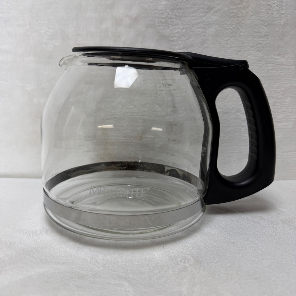 Mr Coffee 12 Cup Replacement Glass Carafe Black Handle Lid Clear Measuring Pot
